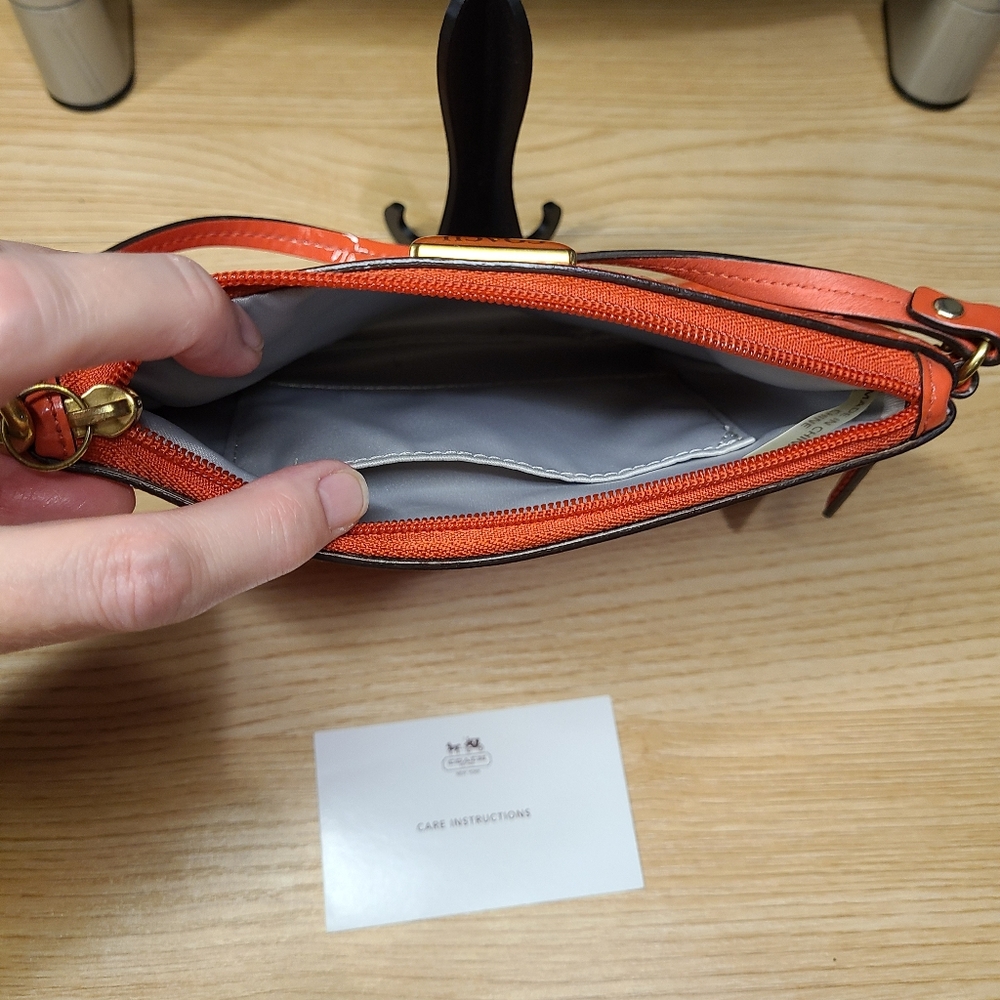 Coach Clutch Quilt Embossed Signature “C” Design Papaya Coral GUC - Picture 7 of 9